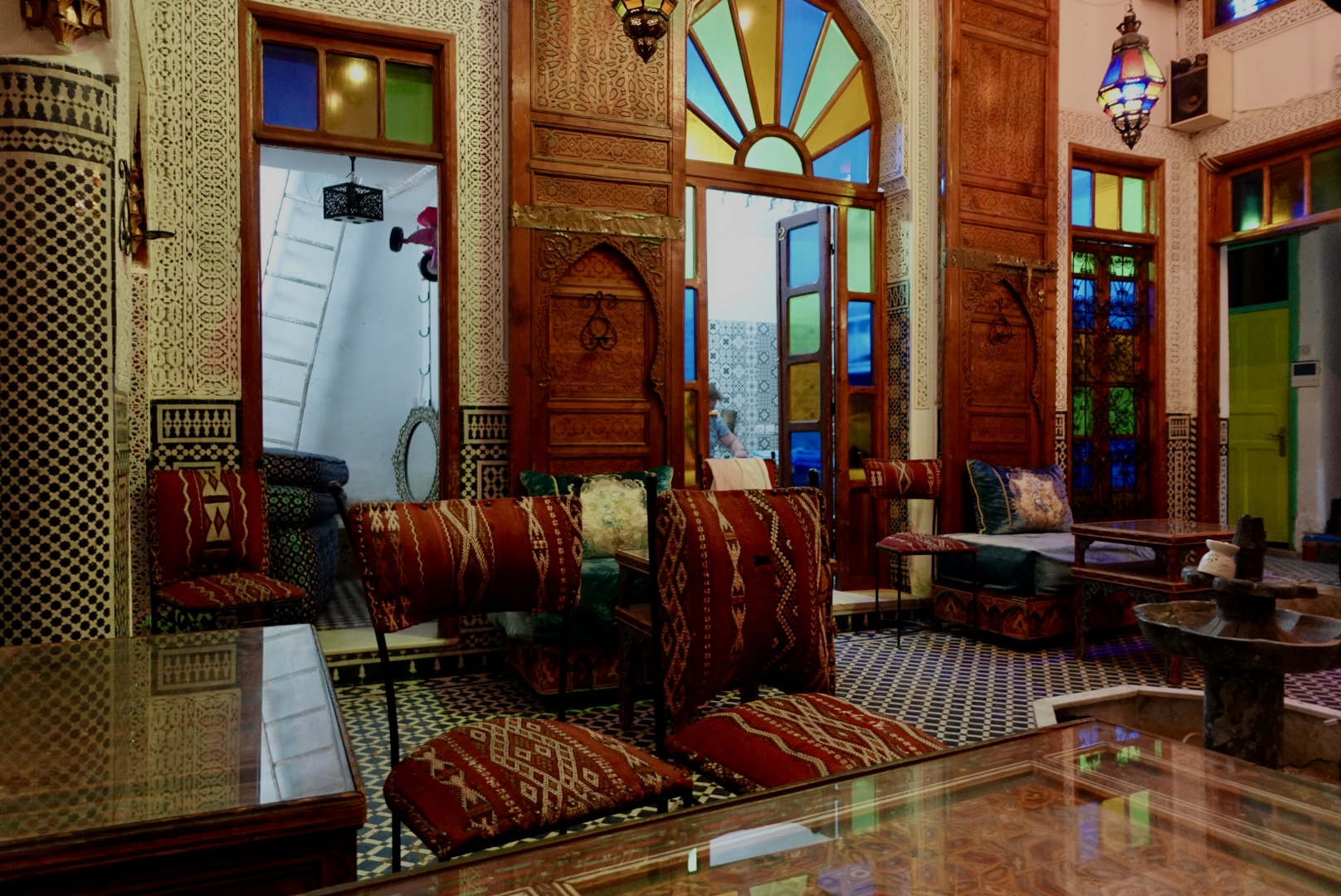 Downstairs common area in Riad Verus, Fez, Morocco