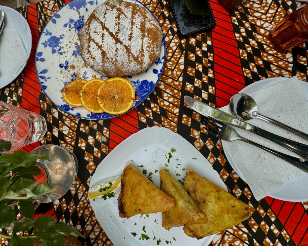 B'stilla and Samosas at the Ruined Garden Restaurant in Fez