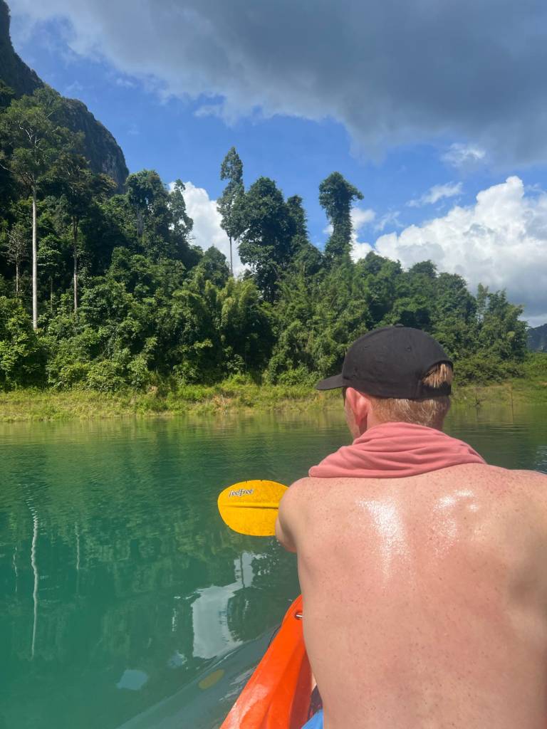 Kayaking in the national park lake, Thailand 