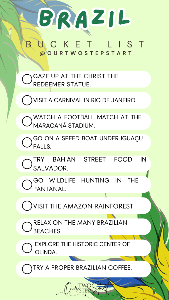 Brazil Bucket List Graphic by Ourtwostepstart