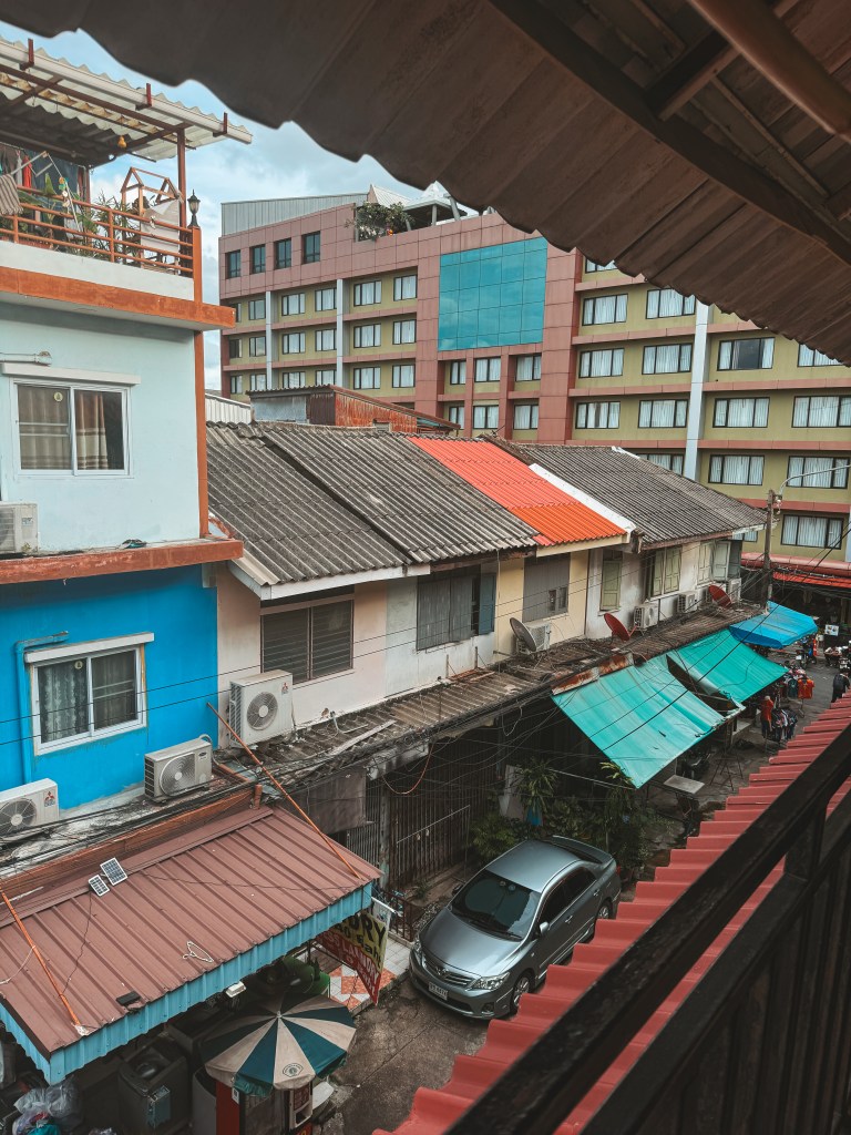 Street view from Back Home Backpackers in Bangkok, Thailand