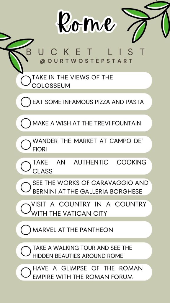 Rome bucket list activities for the perfect trip to Italy.